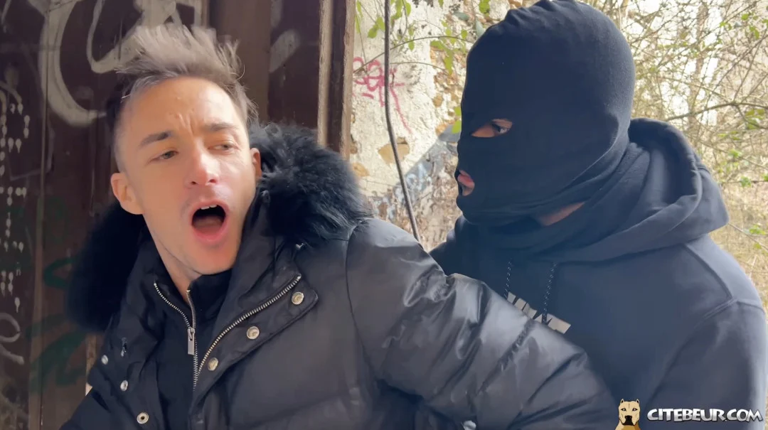 Twink Frenchboy Roughly Dominated by Huge Black Security Guard in Abandoned Spot 1