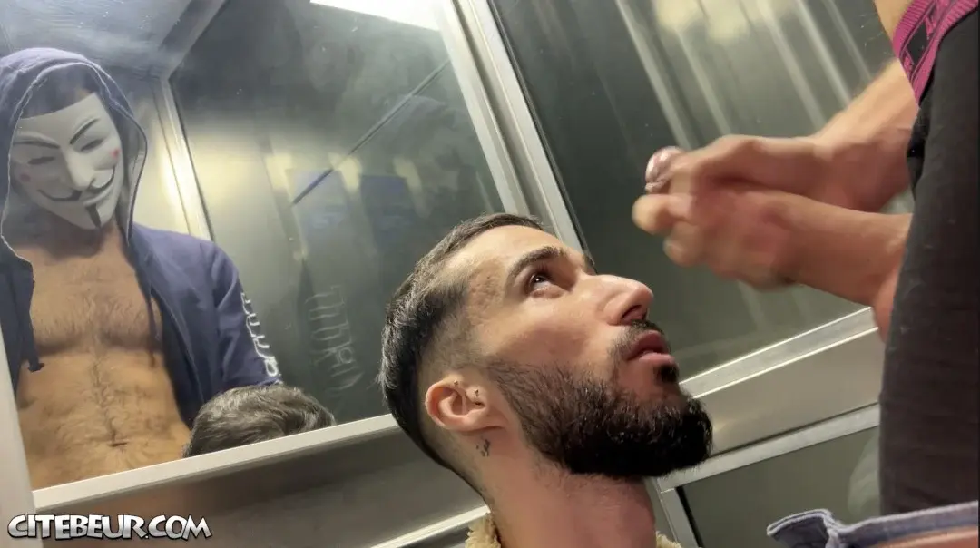 The good neighbor sucks Andolini massive dick in the elevator